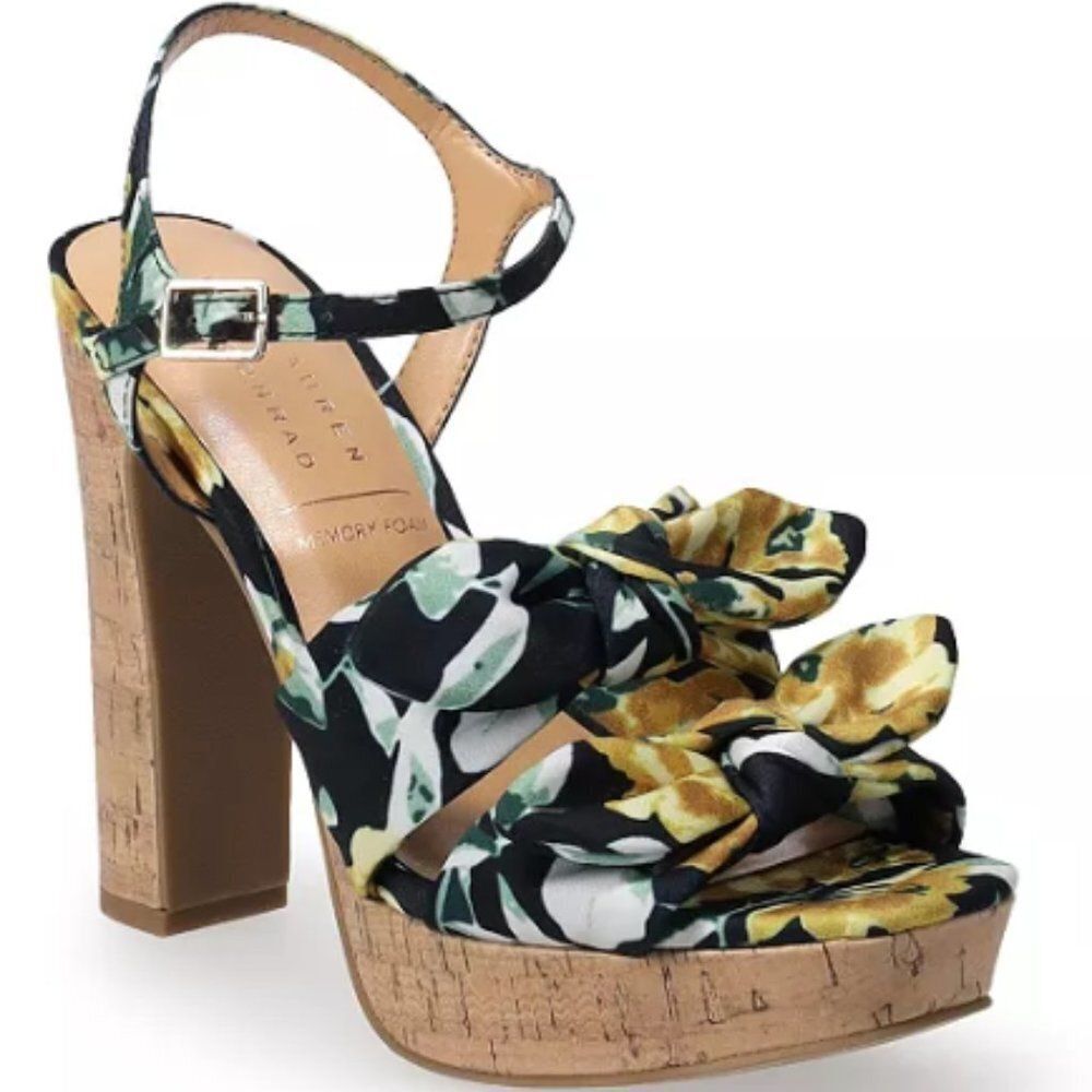 Lauren Conrad Juneau Women's‎ Platform Sandals Cocktail Party Black Size 6.5 $79